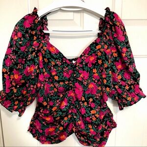 Bohemian Floral Off The Shoulder Women Whimsical Top Blouse